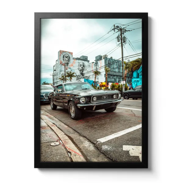 Picture of a black Ford Mustang Fastback.