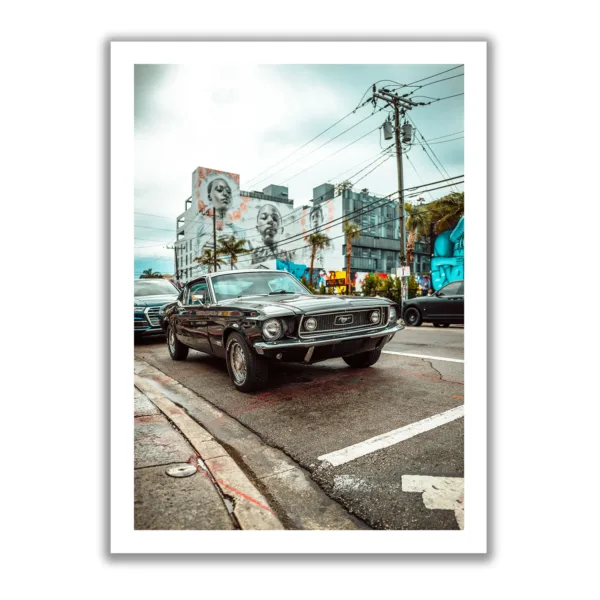 Picture of a black Ford Mustang Fastback.