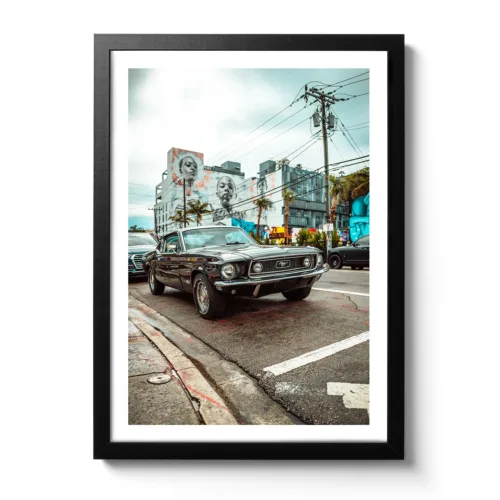 Picture of a black Ford Mustang Fastback.