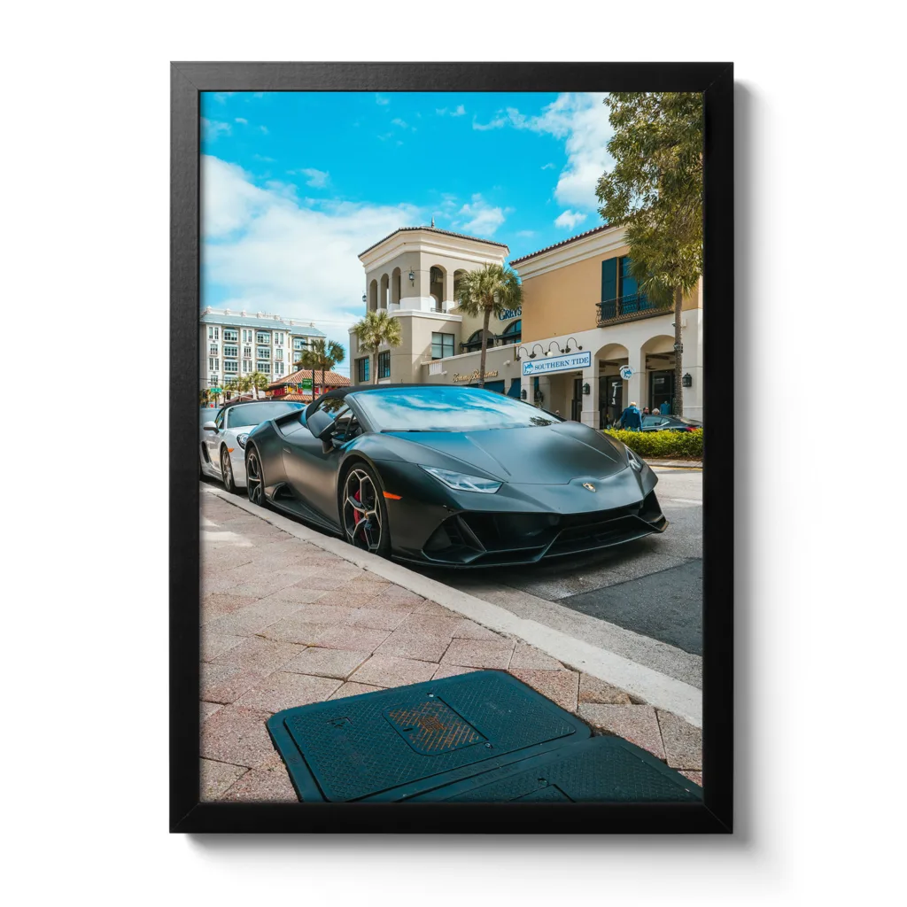 Bild von einem schwarzen Lamborghini Gallardo am Las Olas Blvd.