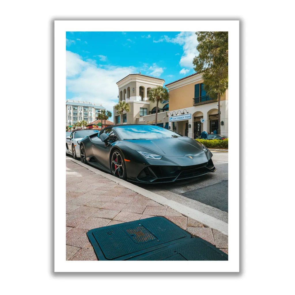 Bild von einem schwarzen Lamborghini Gallardo am Las Olas Blvd.